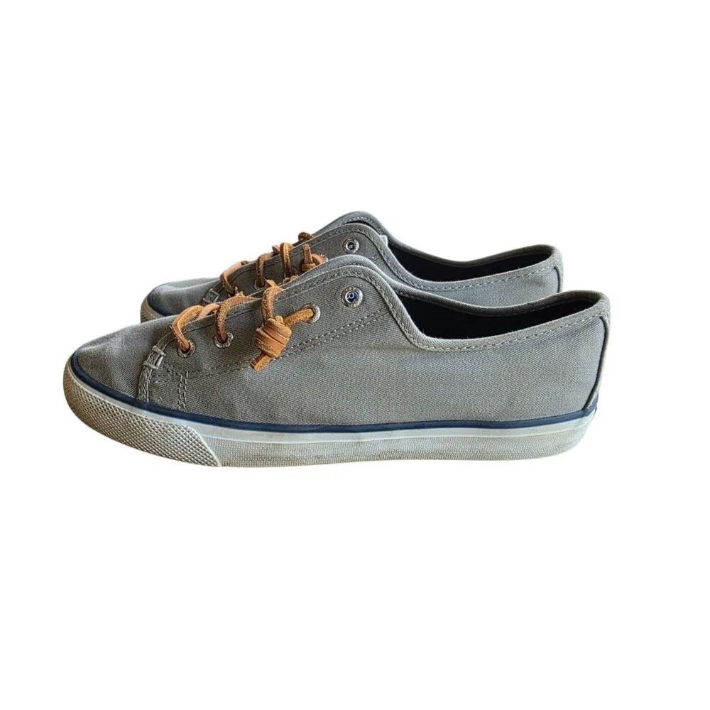 Sperry Top Sider Men's Gray Canvas Boat Deck Shoes Size 9.5 M